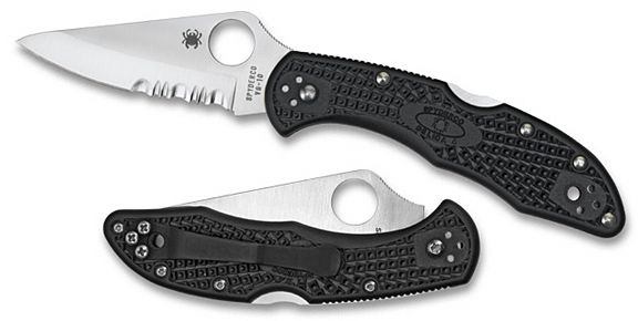 Spyderco Delica 4 Black Flat Ground ComboEdge partial serrated