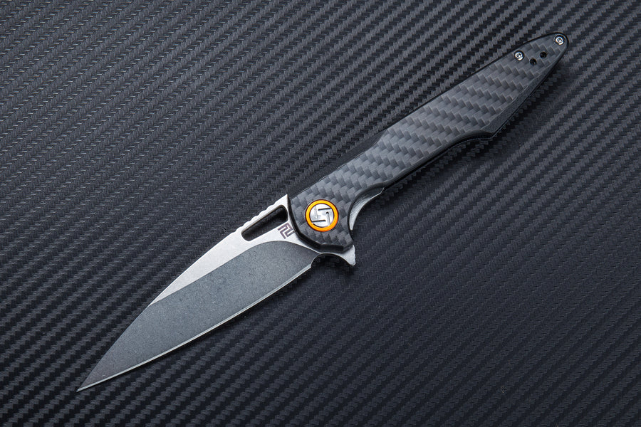 Artisan Cutlery Archeo D2 Steel Blade Carbon Fiber Handle Liner Lock Folding Knife