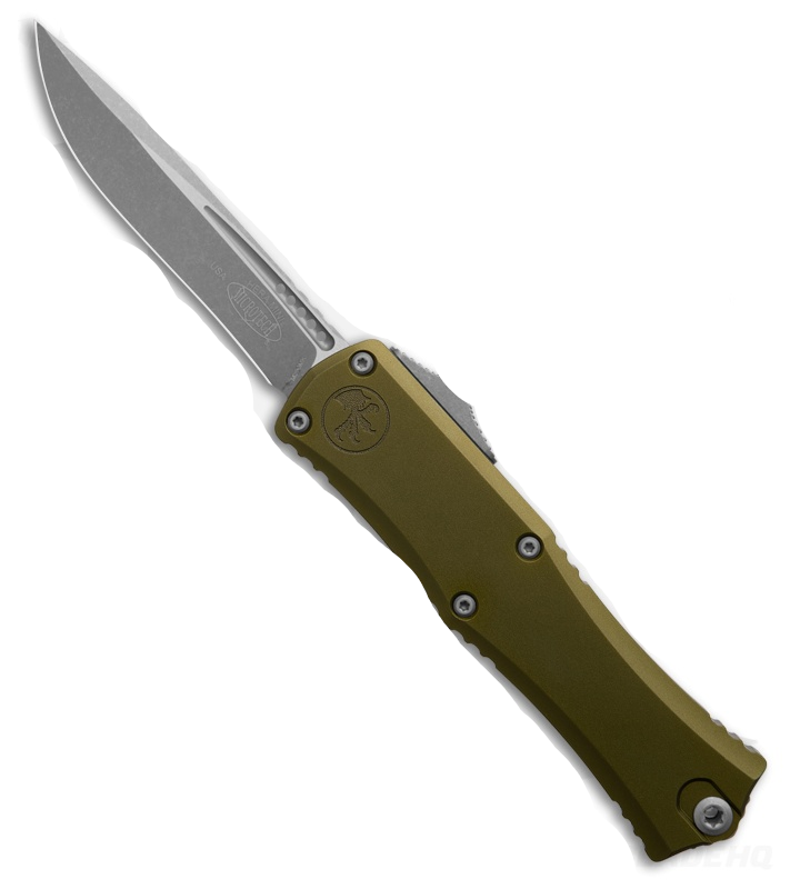 Microtech Hera II Mini OD Green Recurve Apocalyptic Out the Front Knife