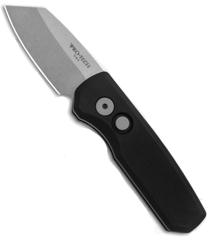Protech Runt 5 Black Smooth Handle Stonewash Magnacut Reverse Tanto Blade