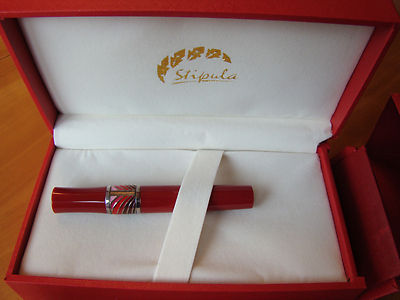 Stipula Monnalisa Red Twister Capless Fountain Pen 14k Gold Fine Nib