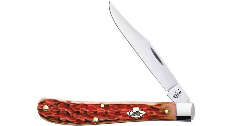 Case Knives Burnt Salmon Bone Slimline Trapper Slip Joint Knife