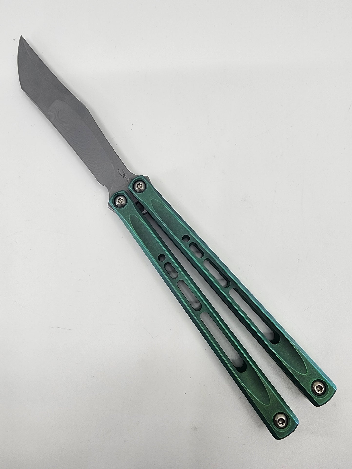 JK Design Embargo Green Live Blade Balisong