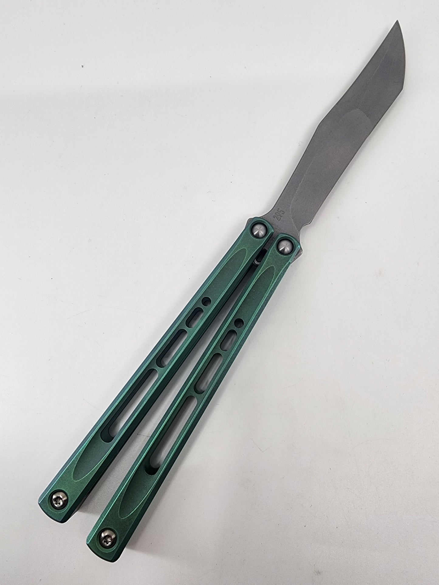 JK Design Embargo Green Live Blade Balisong