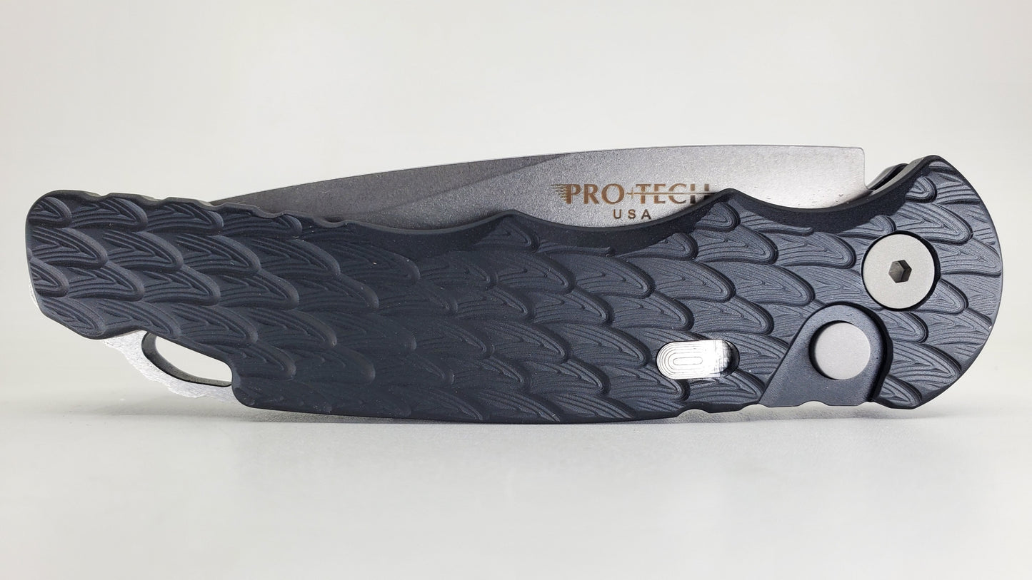 Protech Tactical Response 5 Black Feather Texture Handle Auto Folding Knife