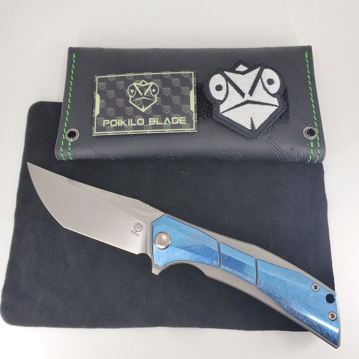 Poikilo Blades Tactical Anolis Blue Framelock Folding Knife
