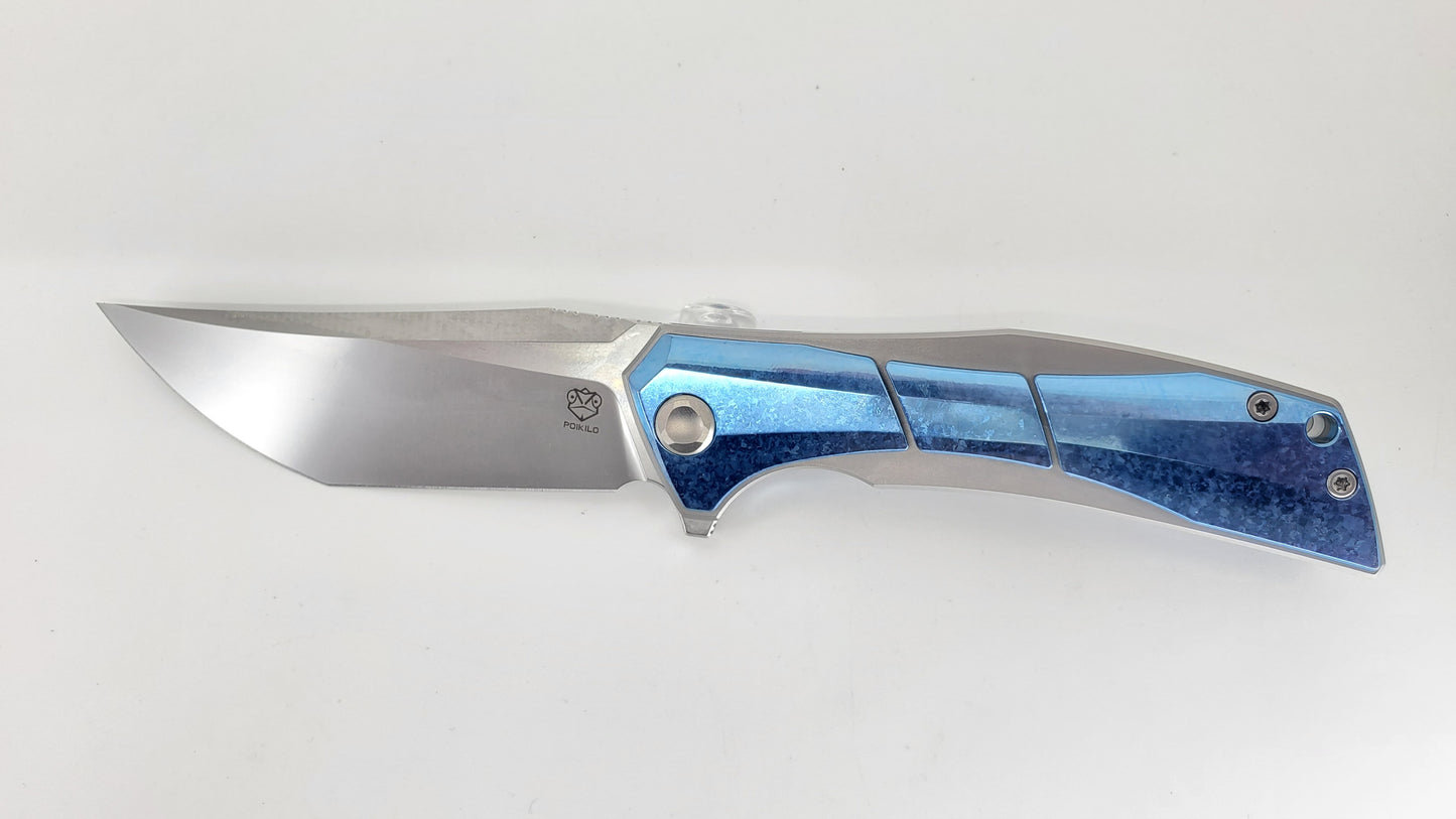 Poikilo Blades Tactical Anolis Blue Framelock Folding Knife