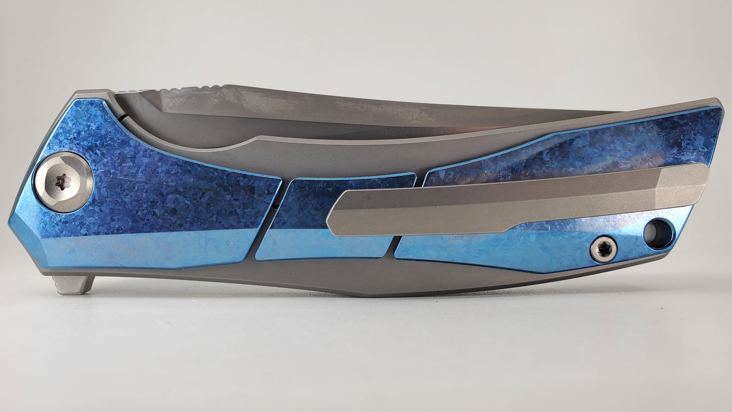 Poikilo Blades Tactical Anolis Blue Framelock Folding Knife
