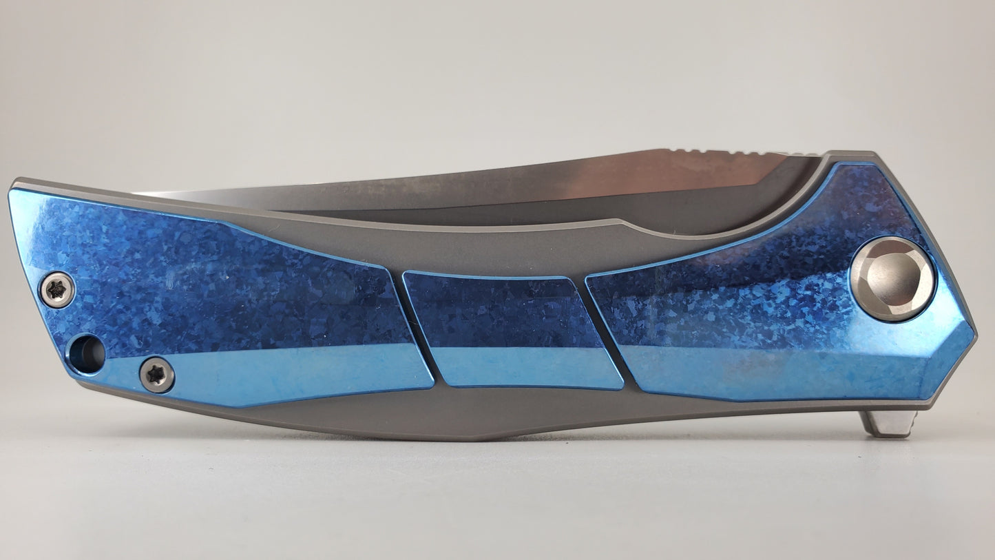 Poikilo Blades Tactical Anolis Blue Framelock Folding Knife
