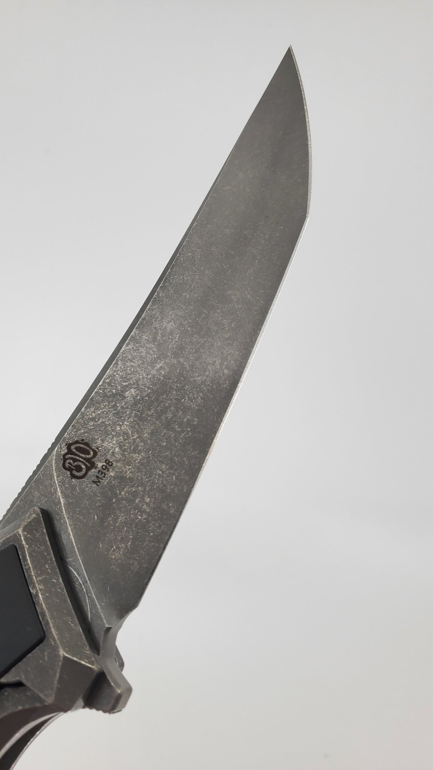 Poikilo Blades Bionic Rhino Dark Stonewash M398 Framelock Hidden Screws Folding Knife