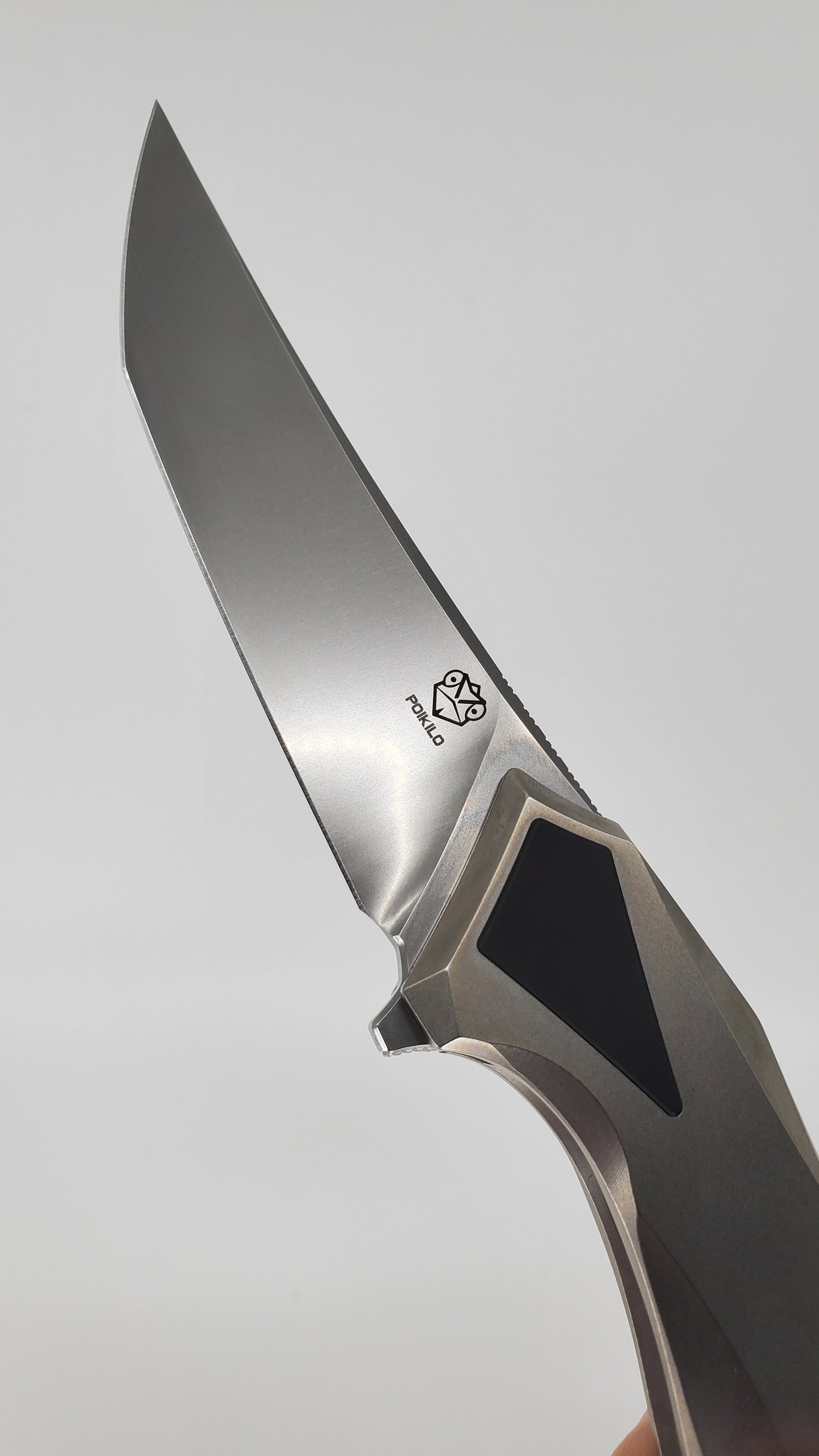 Poikilo Blades Bionic Rhino Pearlescent Stonewash M398 Framelock Hidden Screws Folding Knife