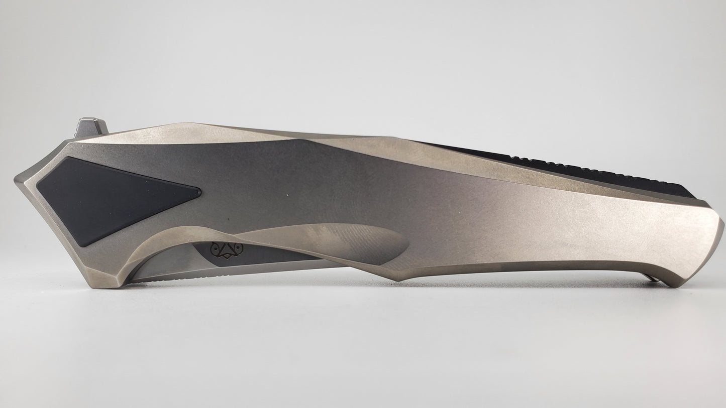 Poikilo Blades Bionic Rhino Pearlescent Stonewash M398 Framelock Hidden Screws Folding Knife