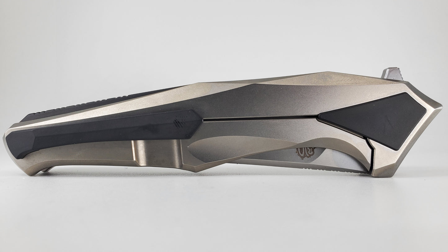 Poikilo Blades Bionic Rhino Pearlescent Stonewash M398 Framelock Hidden Screws Folding Knife