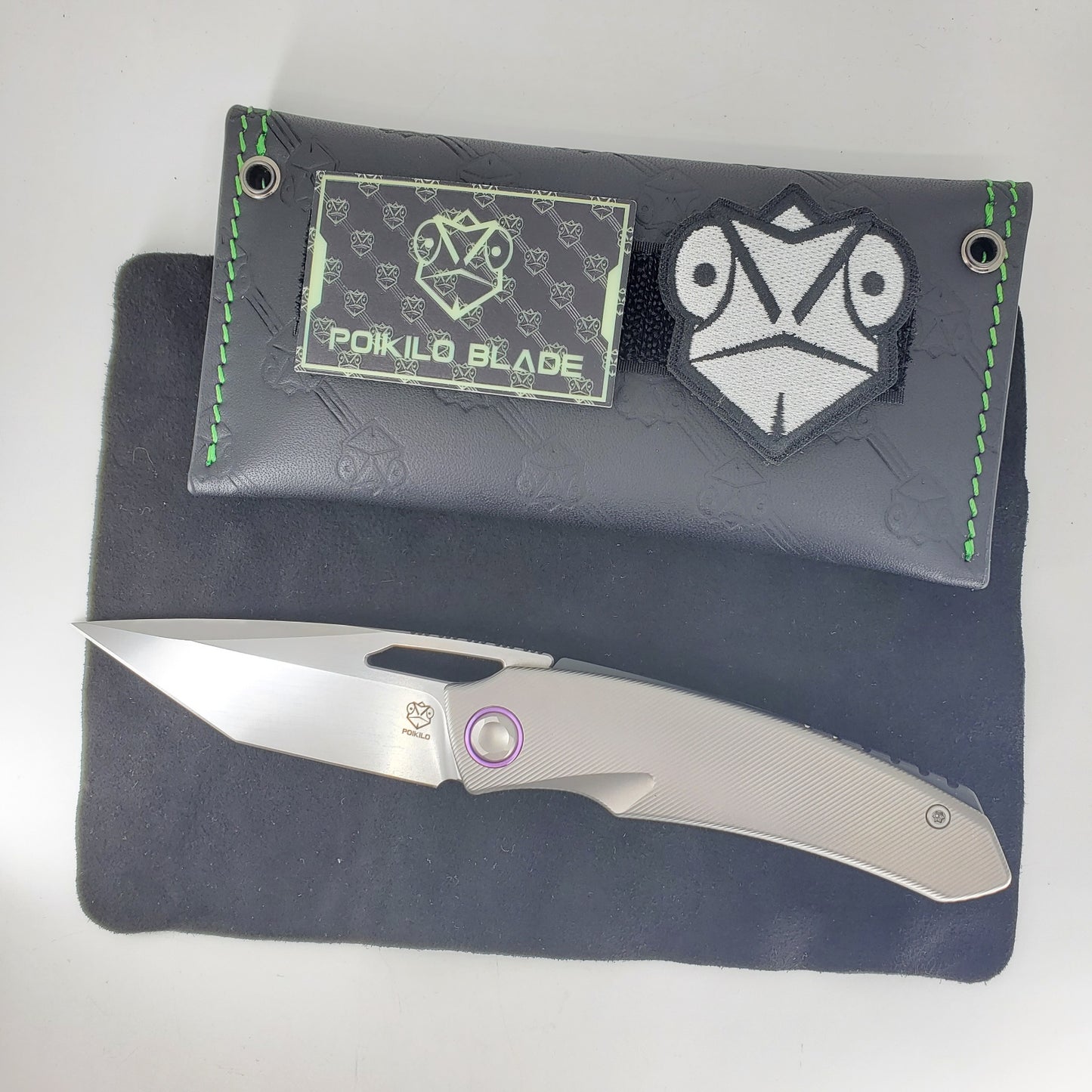 Poikilo Blades Tero Pearlescent Stonewash M398 Linerlock Folding Knife