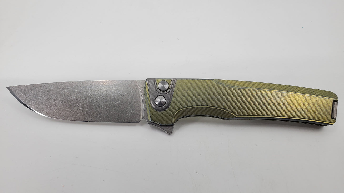 *Consignment* MachineWise Sonora #710 Mint w/ Navy Distress (20CV | Titanium Bolster) Buttonlock Folding Knife
