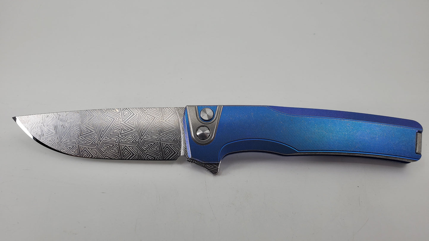 MachineWise Sonora E-Blue w/ Distress Laser Pattern #2 (20CV | Titanium Bolster) #773 *Blemished*