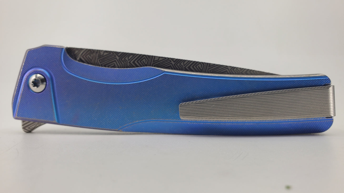 MachineWise Sonora E-Blue w/ Distress Laser Pattern #2 (20CV | Titanium Bolster) #773 *Blemished*