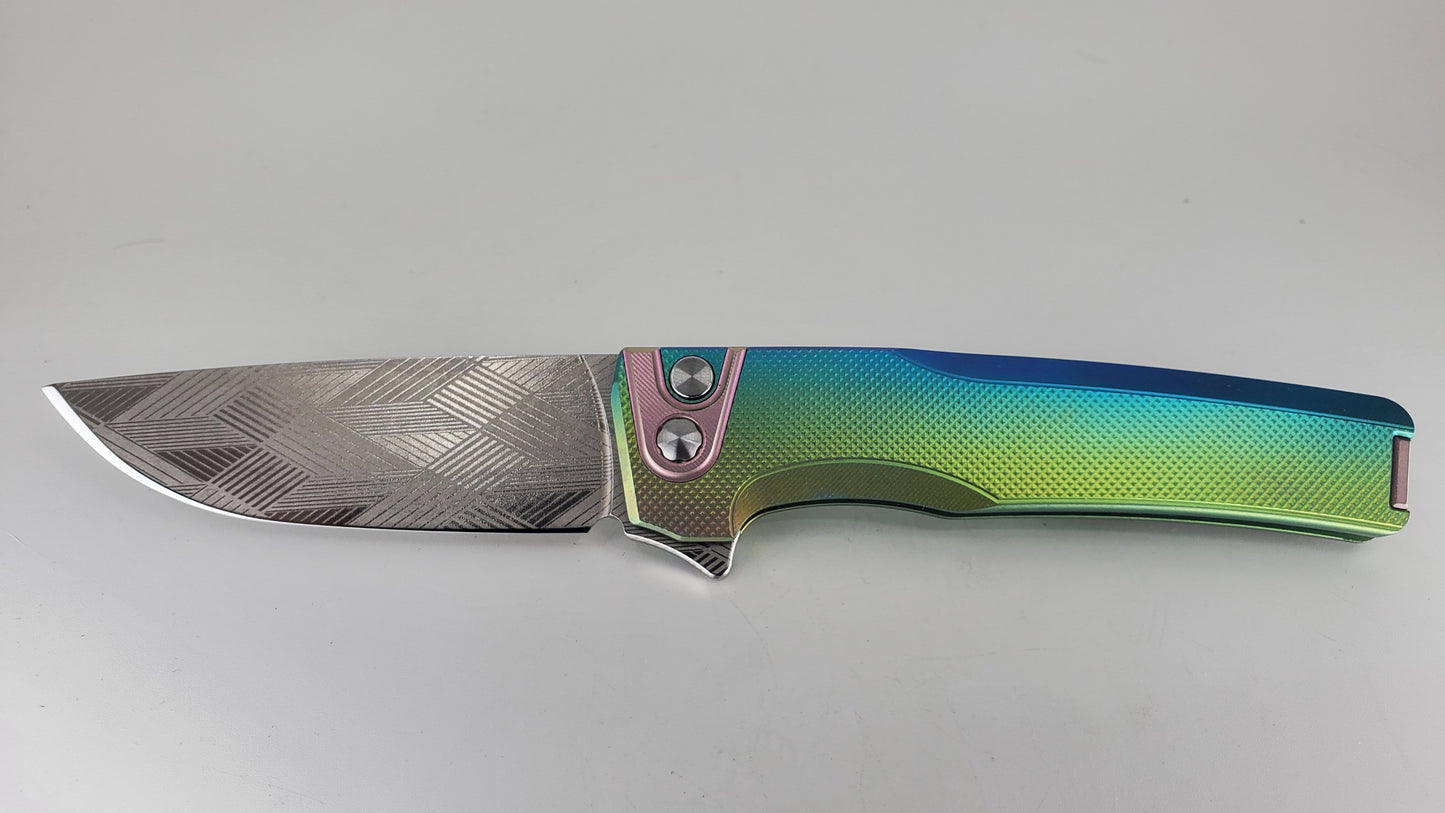 MachineWise Sonora Party Fade Ti (20CV | Rose Ti Bolster | LP-3 | Diamond Handle) Rose Ti Clip Folding Knife