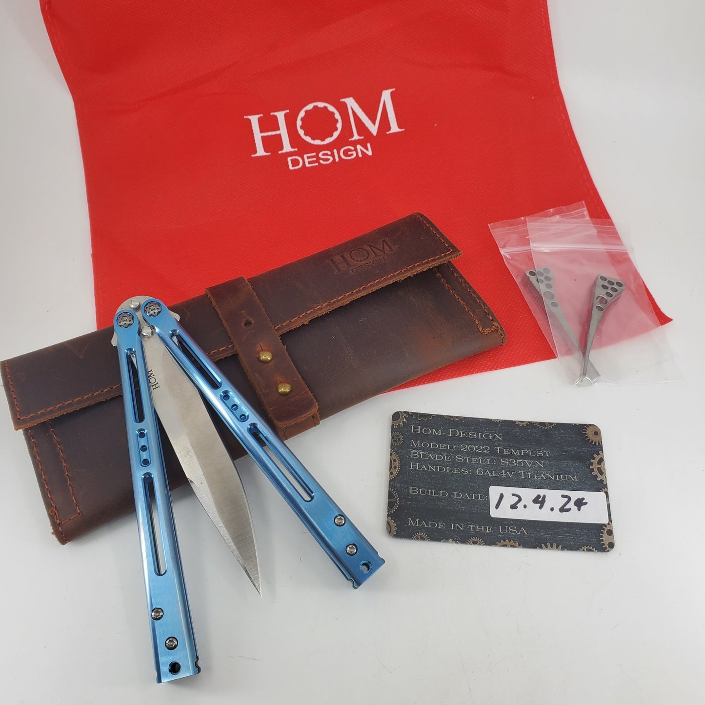 Hom Design Tempest Midtech Titanium Balisong