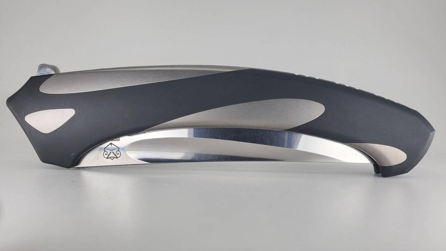 PoiKilo Orca Timascus Clip / Spine M398 Polished Blade Linerlock Folding Knife