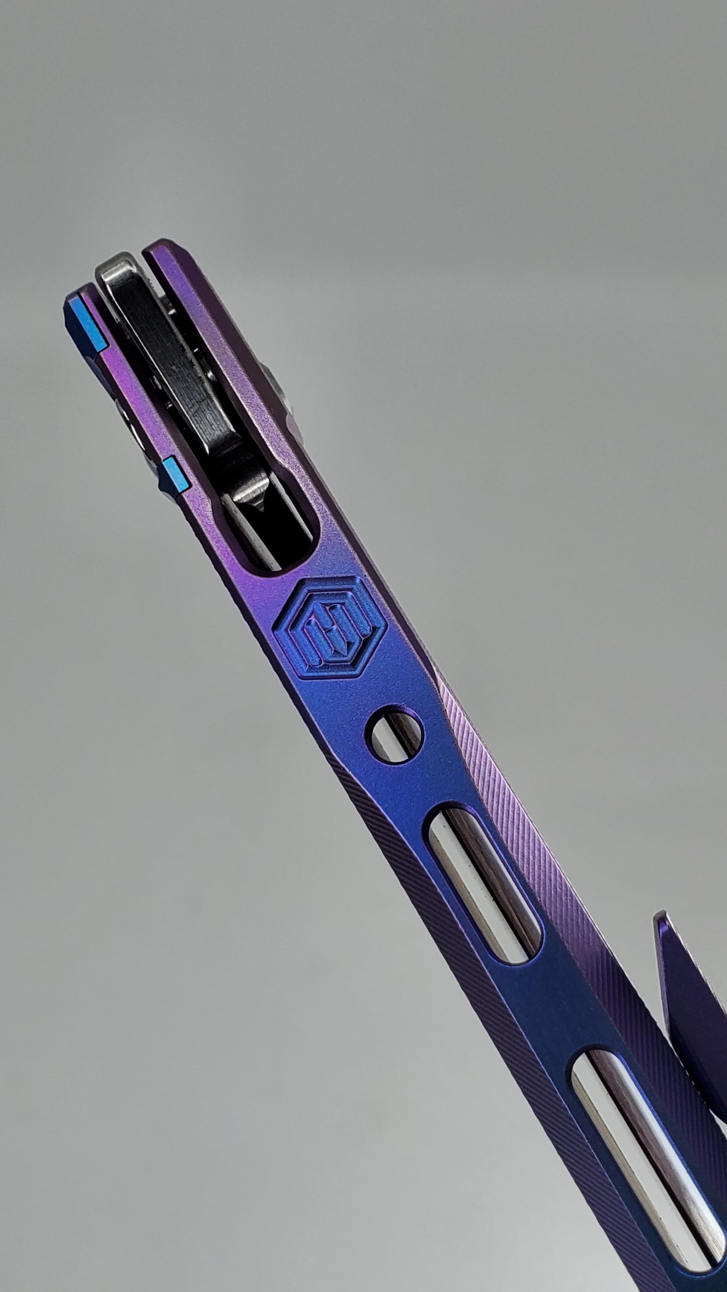 MachineWise Sonora Blurple (CPM 20CV | Teal Ti Bolster | Diamond Pattern) Buttonlock Folding Knife #843