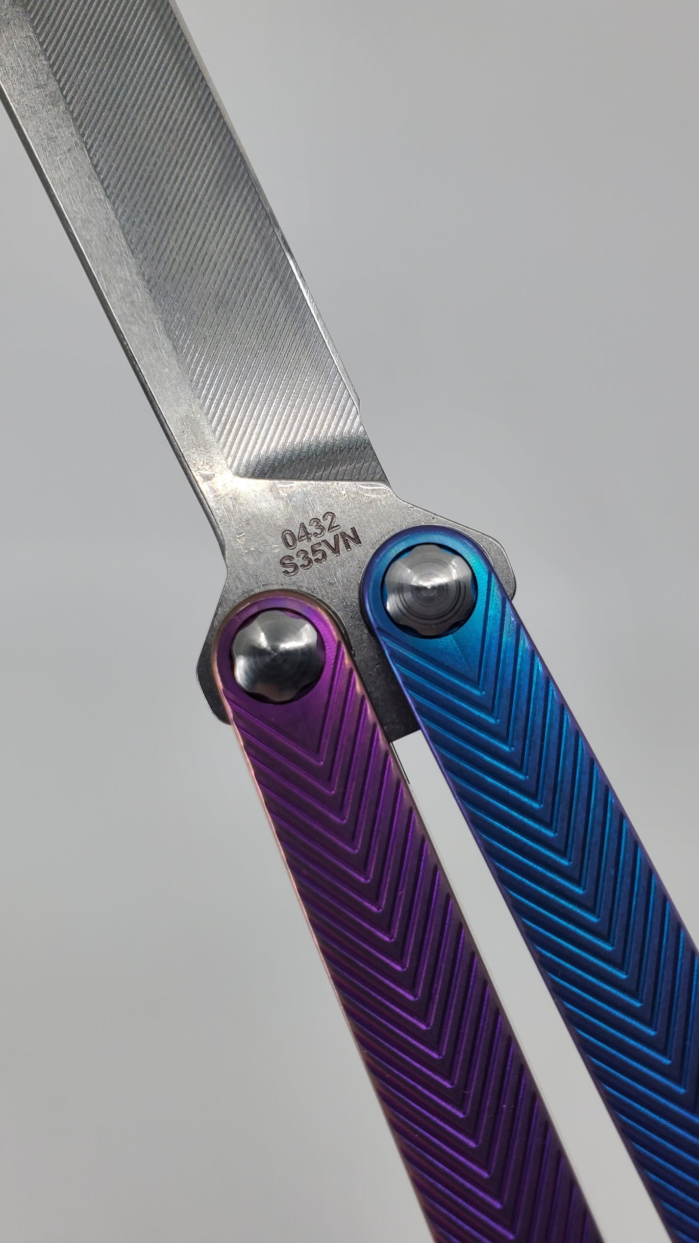 MachineWise Serif Blue Purple Fade S35VN Live Blade Balisong