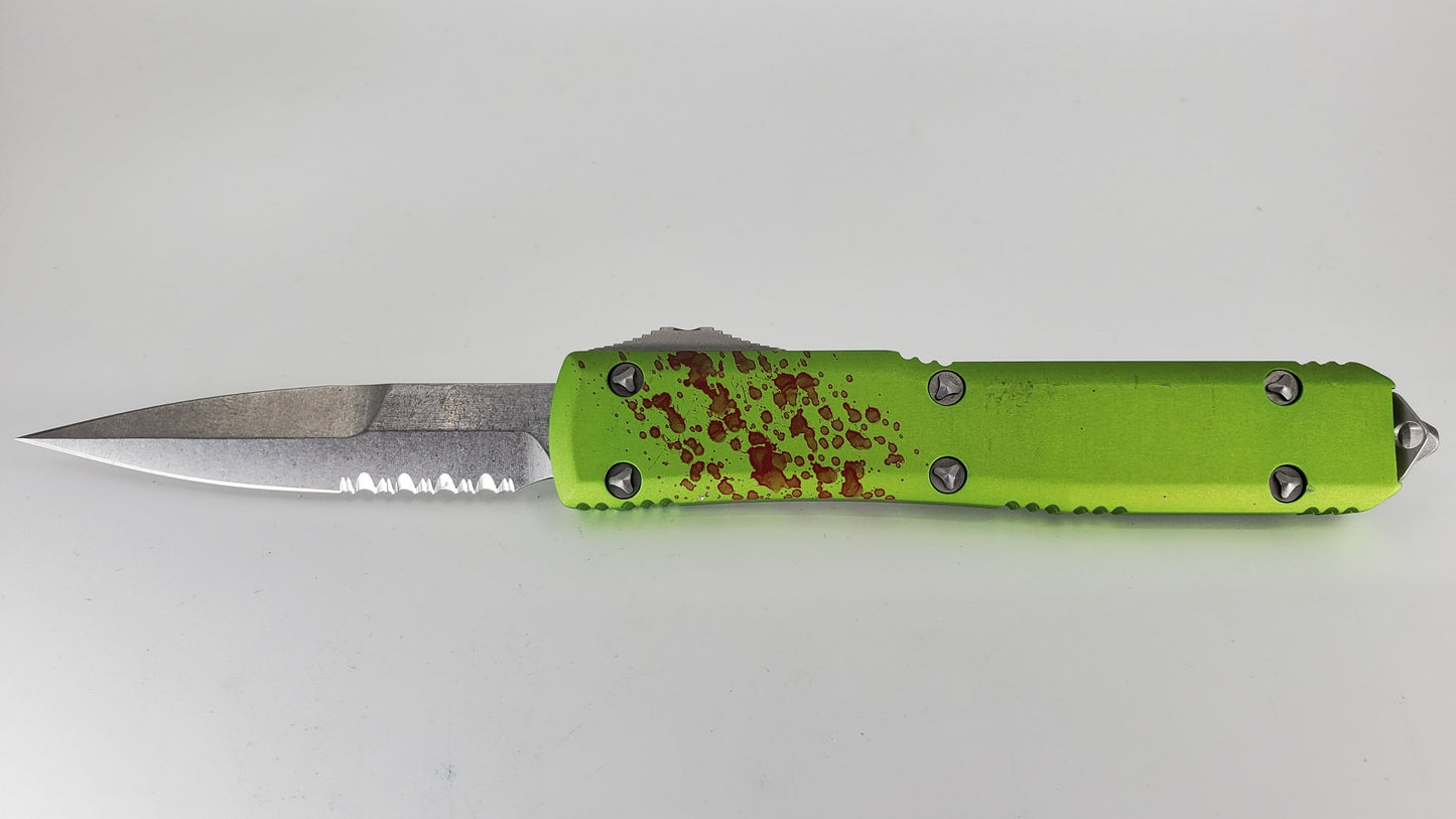 *Consignment* Microtech Ultratech Zombie Tech Bowie Partial Serrated Out the Front Knife