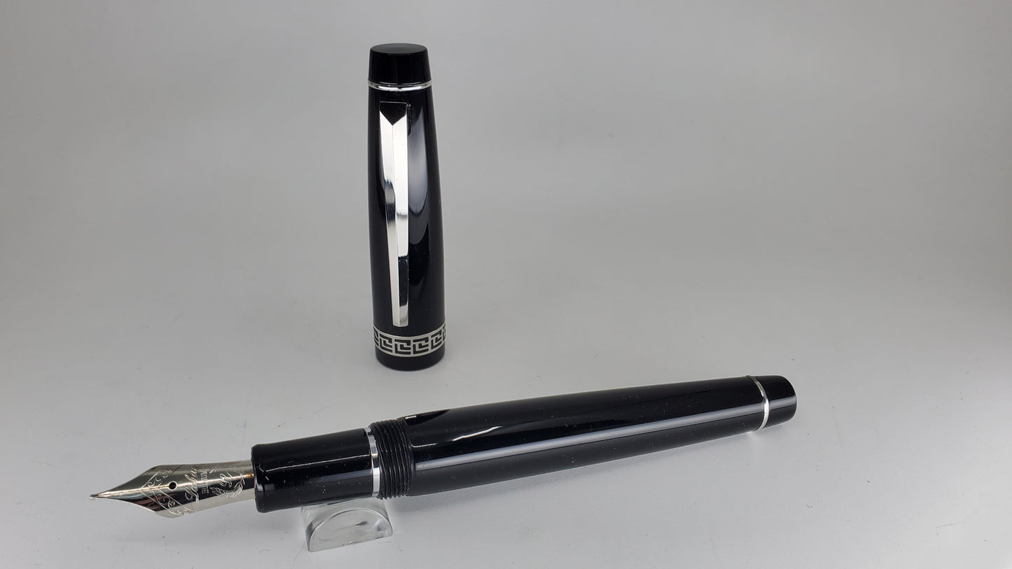 Laban Black w/ Silver Accent Fountain Pen Medium Nib