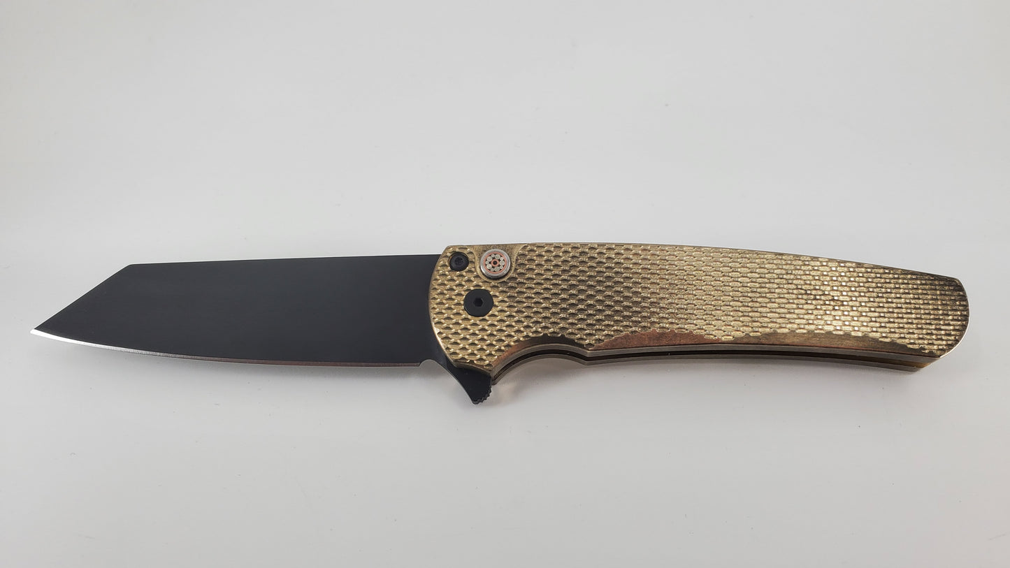 *Consignment* Protech Malibu Bronze Mosaic Button DLC Black 20-CV Folding Knife
