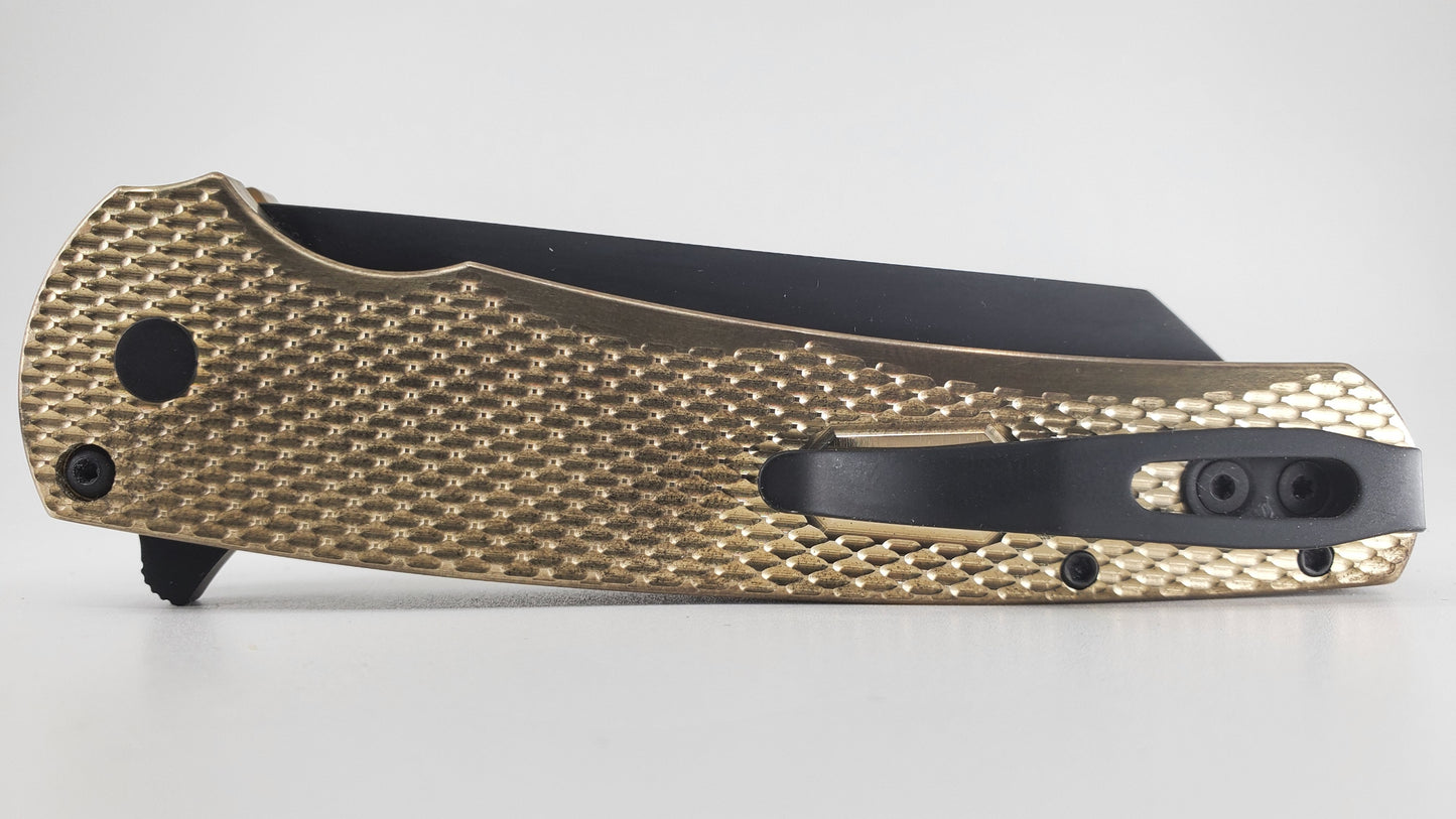 *Consignment* Protech Malibu Bronze Mosaic Button DLC Black 20-CV Folding Knife