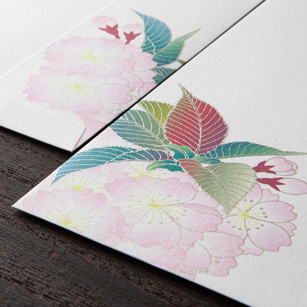 Midori Envelopes Silk-Printing Ball Shaped Cherry Blossom