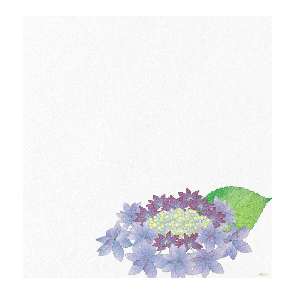 Midori Letter Pad 165 Four Designs Hydrangea