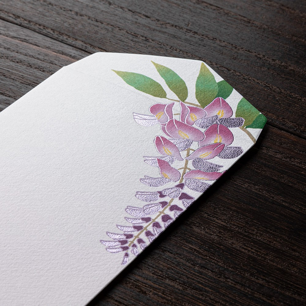 Midori Envelope 168 Foil-Stamping Wisteria