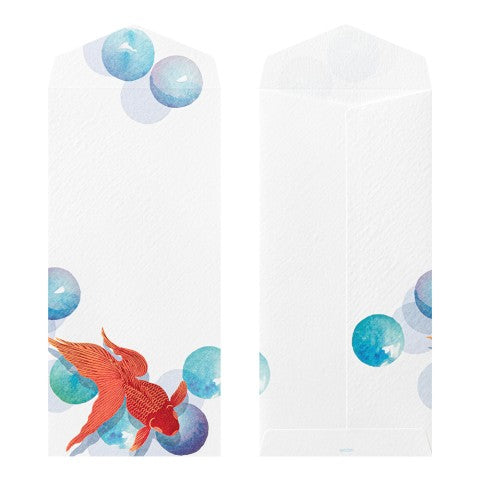 Midori Envelope 172 Foil-Stamping Marble and Goldfish