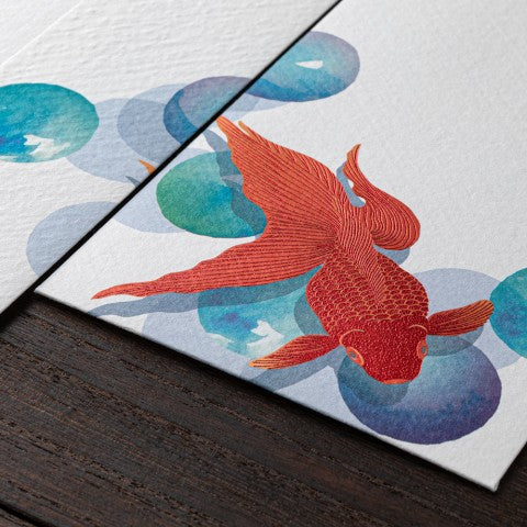 Midori Envelope 172 Foil-Stamping Marble and Goldfish