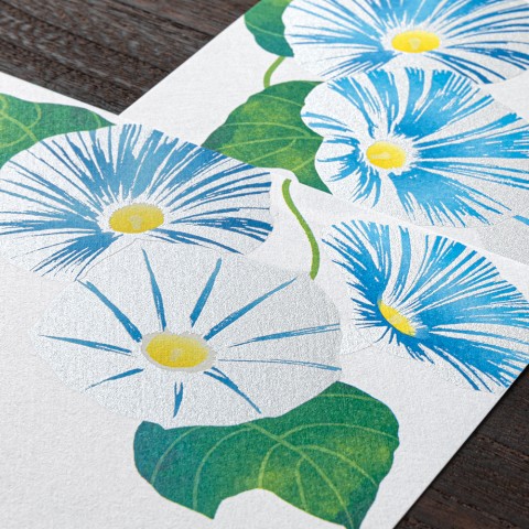 Midori Letter Pad 173 Silk-Printing Morning Glory S2