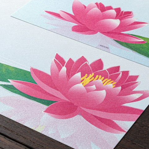 Midori Letter Pad 175 Silk-Printing Water Lily Reflection