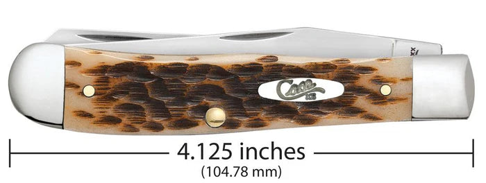 Case Knives Peach Seed Jig Amber Bone Trapper with Clip Slip Joint Knife