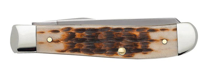 Case Knives Peach Seed Jig Amber Bone Mini Trapper Slip Joint Knife