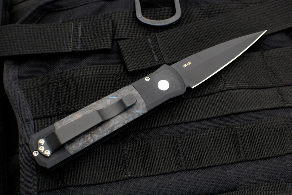 Protech Godson Fat Carbon Dark Matter Blue Auto Folder