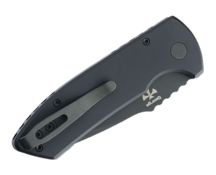 Protech Short Blade Rockeye Black Knurling Handle Black Plain Edge Auto Folding Knife