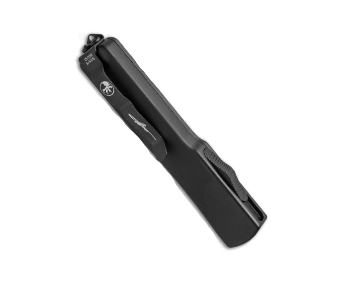 Microtech UTX-70 D/E Signature Series CF Top Damascus Standard Blade Out the Front Knife