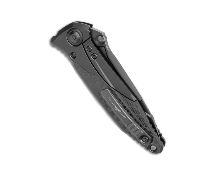 Microtech Socom Bravo T/E DLC Titanium w/ CF Scales Handle DLC Standard Tanto Blade Folding Knife