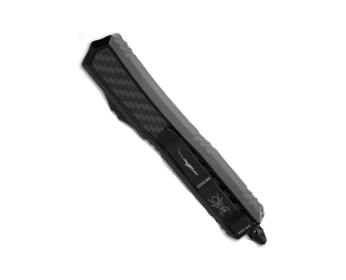 Microtech Makora D/E Tactical Partial Serrated Nickel Baron Internals CF Inlay Out the Front Knife