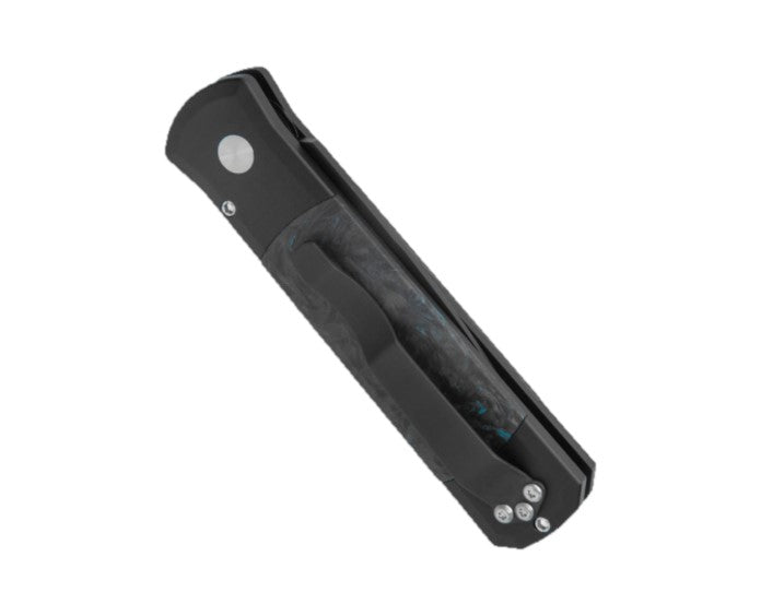 Protech Godson Fat Carbon Dark Matter Blue inlay Auto Folding Knife