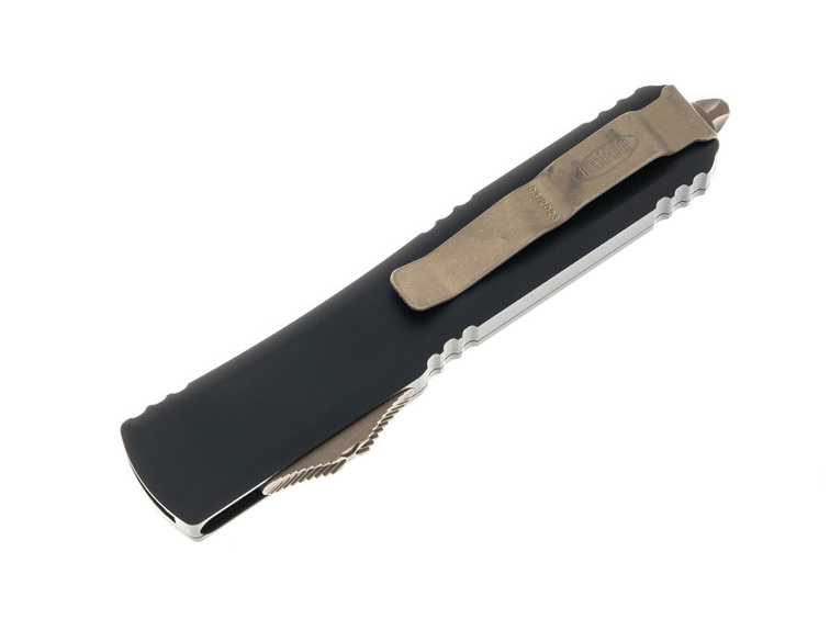 Microtech Ultratech Bronzed Apocalyptic Full Serrated Out the Front Knife