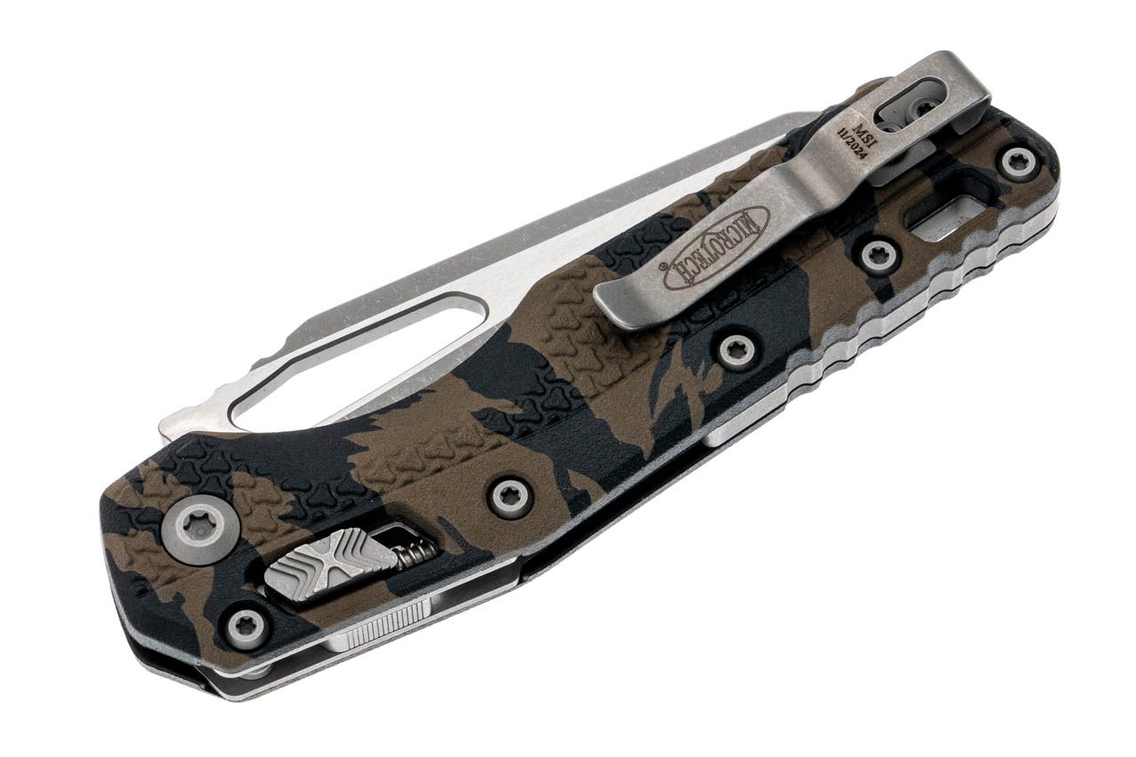Microtech MSI S/E Tri-Grip Polymer Tiger Camo Apocalyptic RAM-LOCK Folding Knife