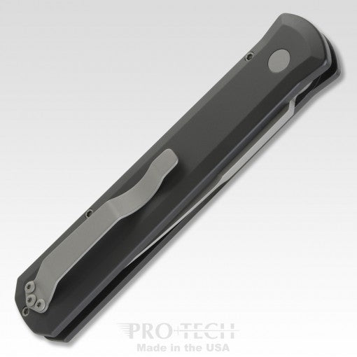 Protech Godfather Black Handle Blasted Plain Blade
