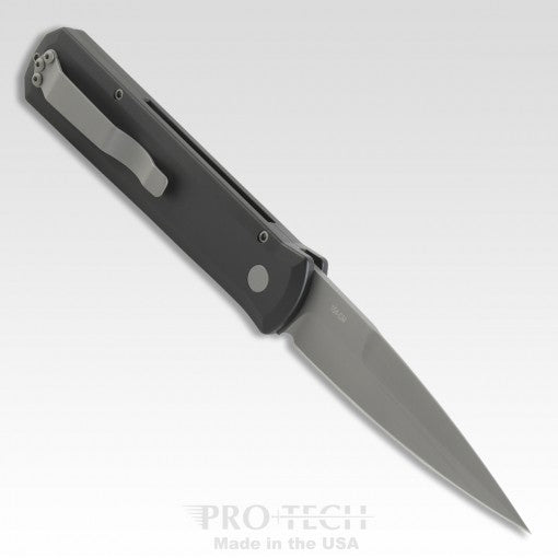 Protech Godfather Black Handle Blasted Plain Blade