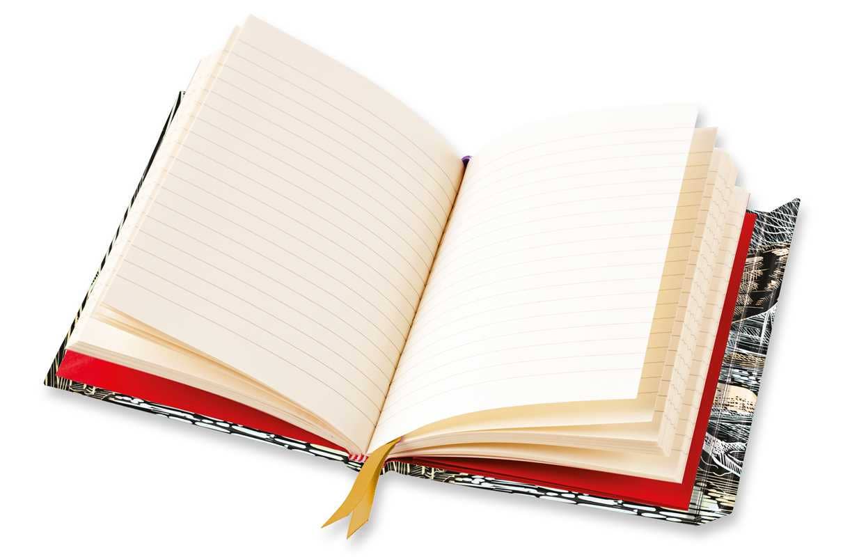 Angela Harding: Marsh Owl (Foiled Journal) Open notebook with a colorful interior on a white background